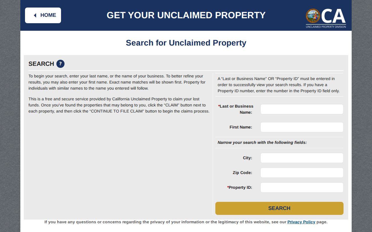 Soledad people search California unclaimed property lookup