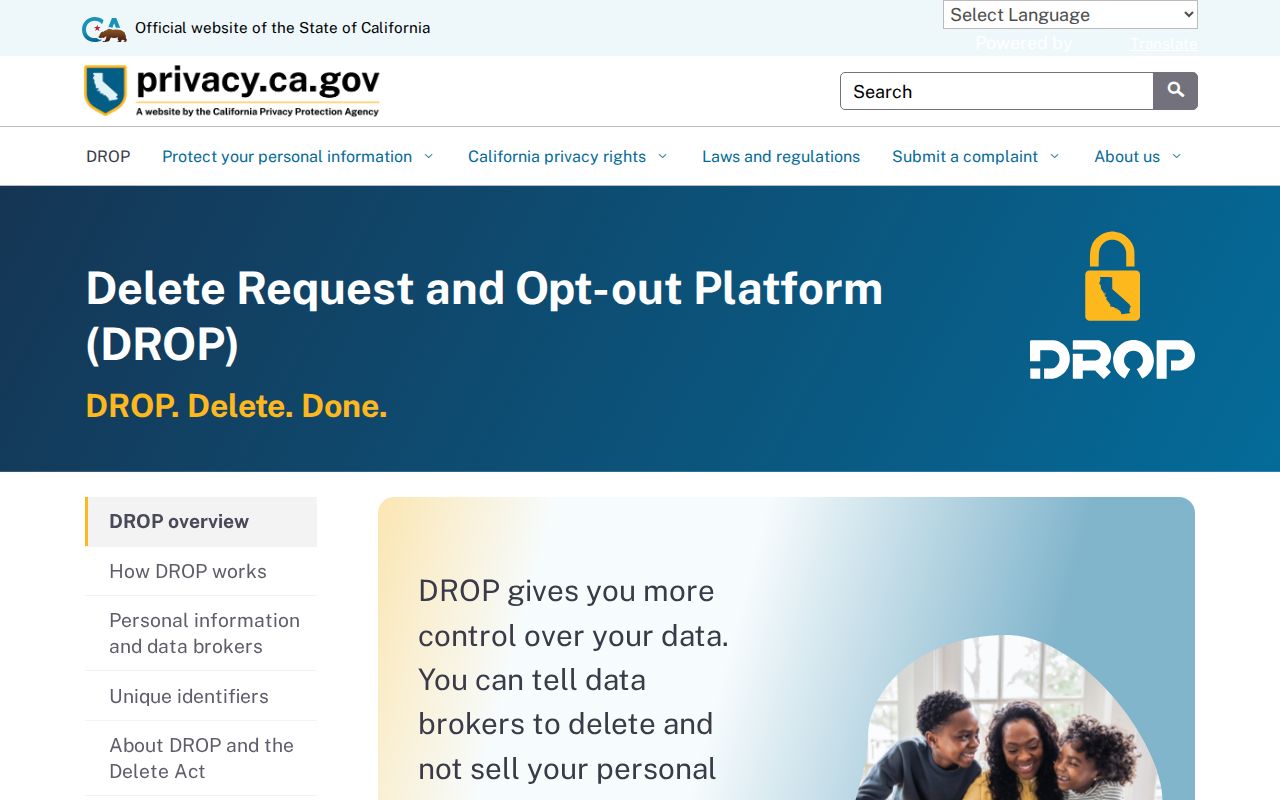 Soledad people search California DROP privacy platform