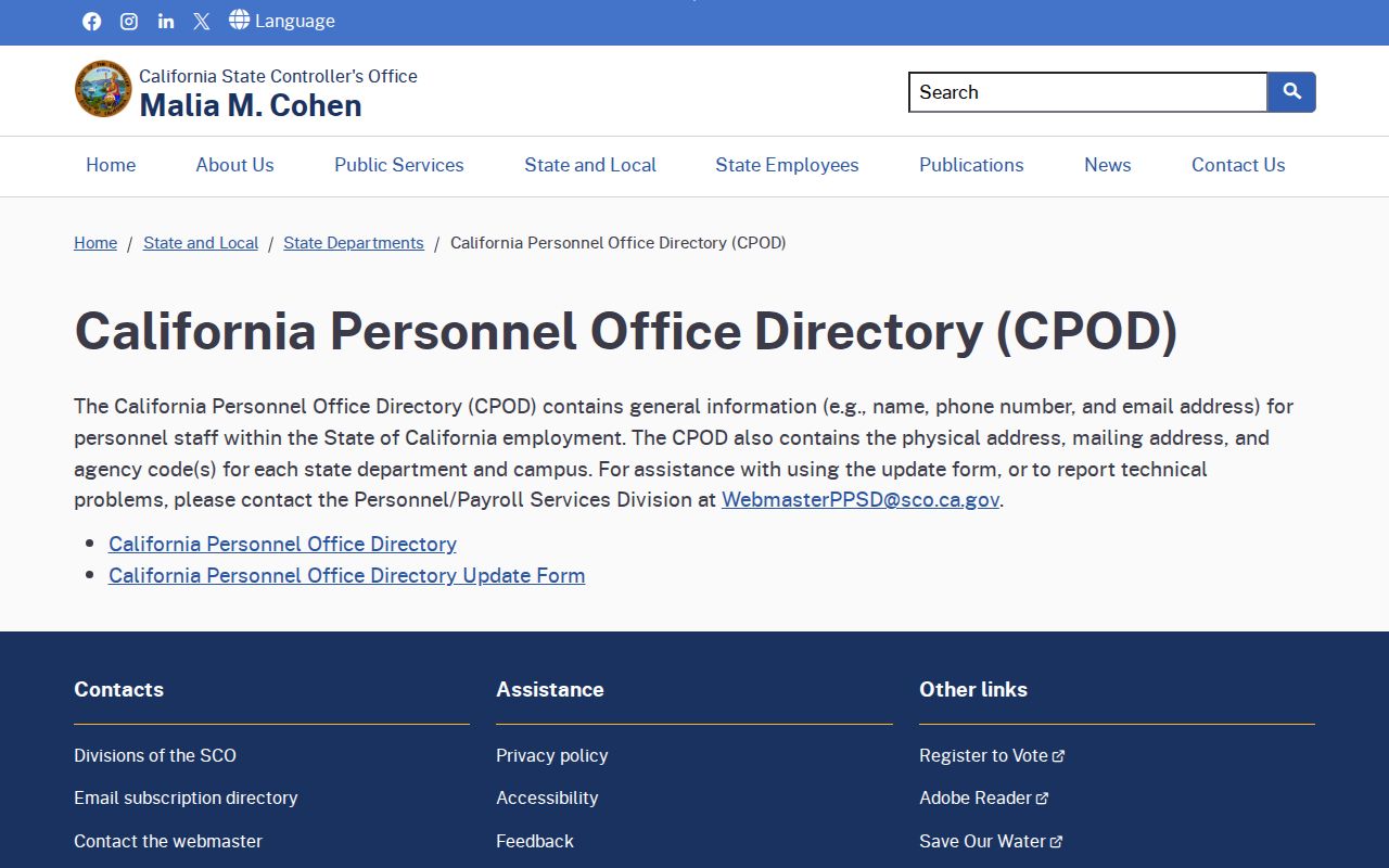 Soledad directory California personnel office listing