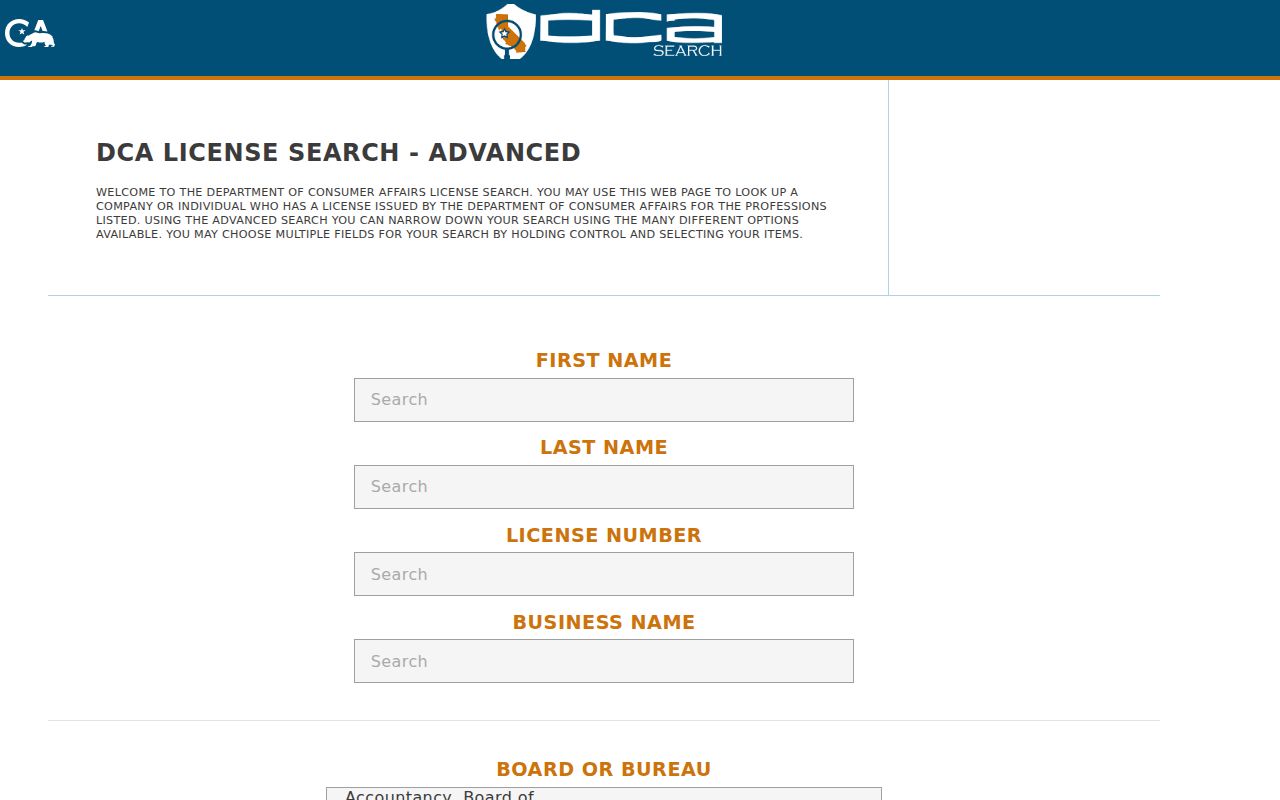 Soledad directory California professional license search