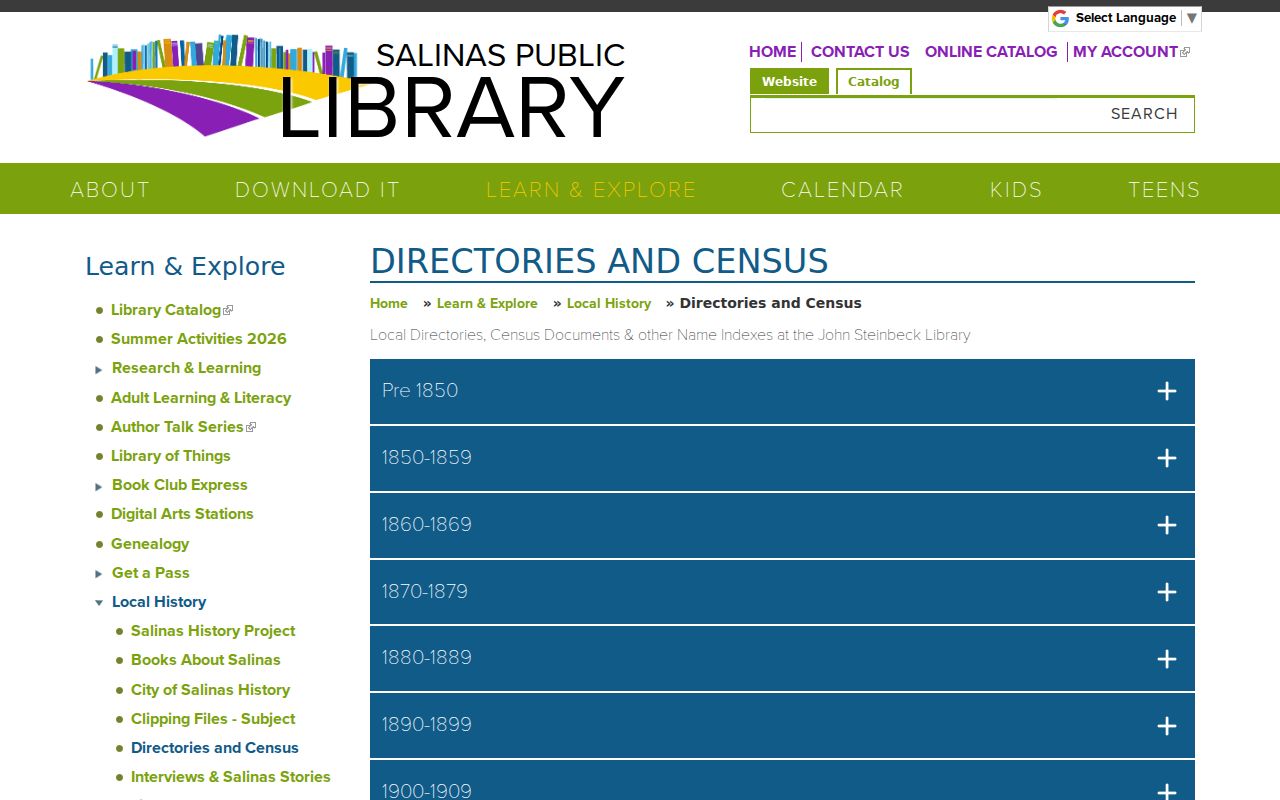 Soledad directory Salinas library historical holdings