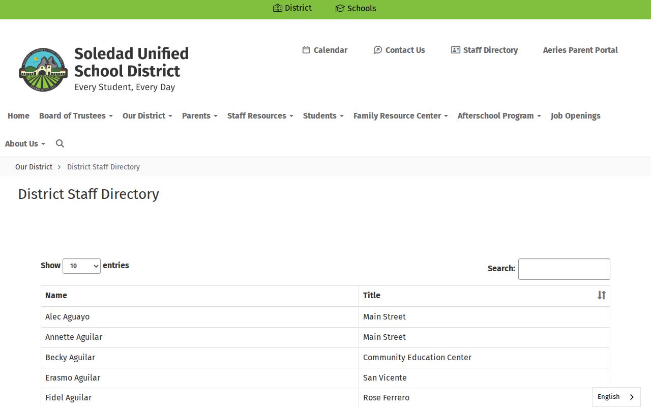 Soledad directory school district staff search